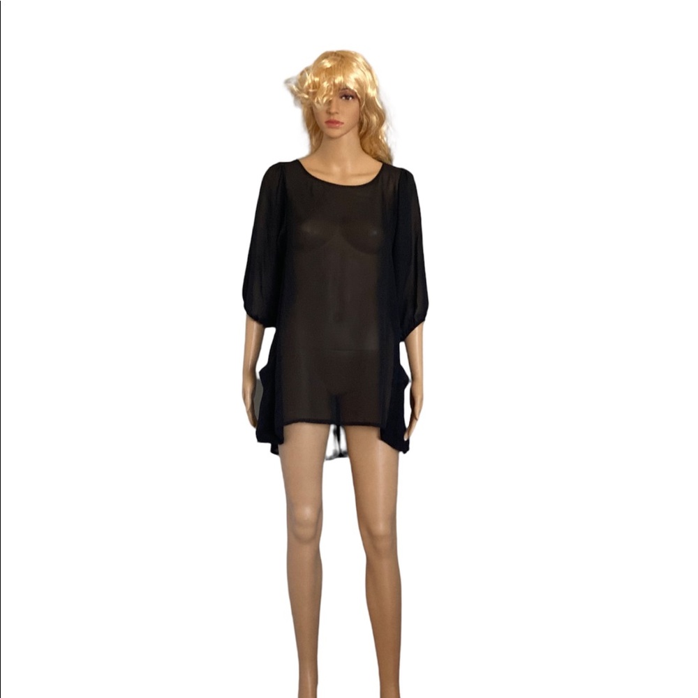 Lily White sheer oversized shirt with pockets size S